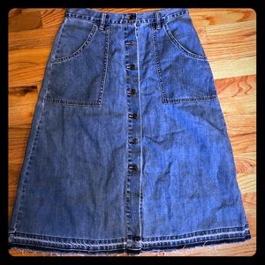 Denim midi skater skirt
